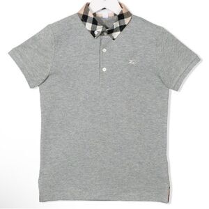 Burberry Kids Grey Check Collar Polo Shirt - 14Y